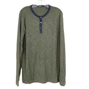 Theory Green Henley Long Sleeve Shirt Sz XL